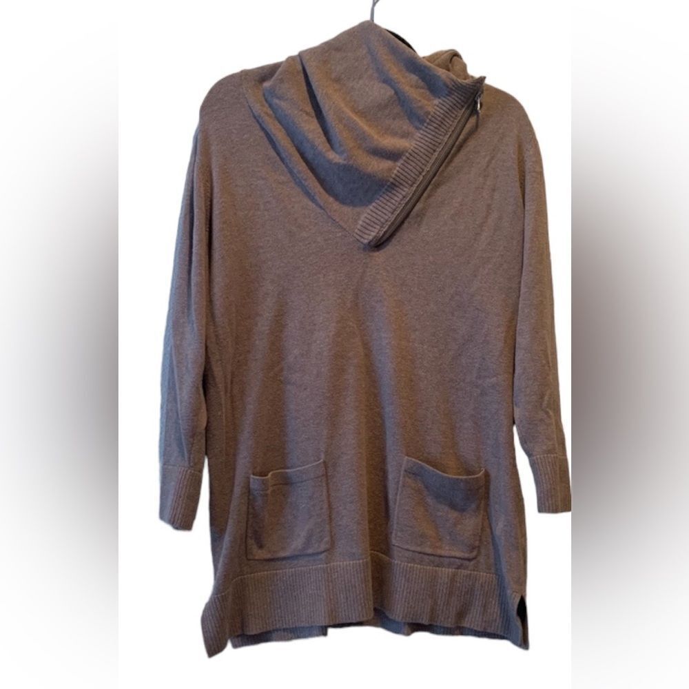Jeanne Pierre Womens 1/4 Zip Cowl Neck Sweater Heather